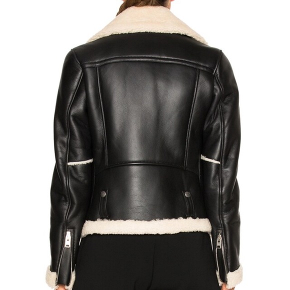 COACH Shearling Moto Leather Jacket 100% Lambswool NEW Size 4 - Picture 6 of 14